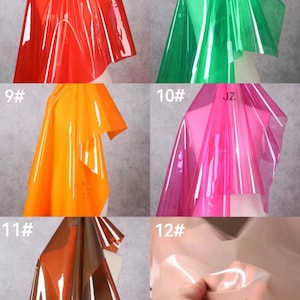 halben Yard transparenter TPU-Stoff, weiches, klares TPU, Freizeitkleidung, Jacken, Theater, Bastelstoff, Handtaschenstoff, Regenmantelstoff, 12 Farben zur Auswahl
