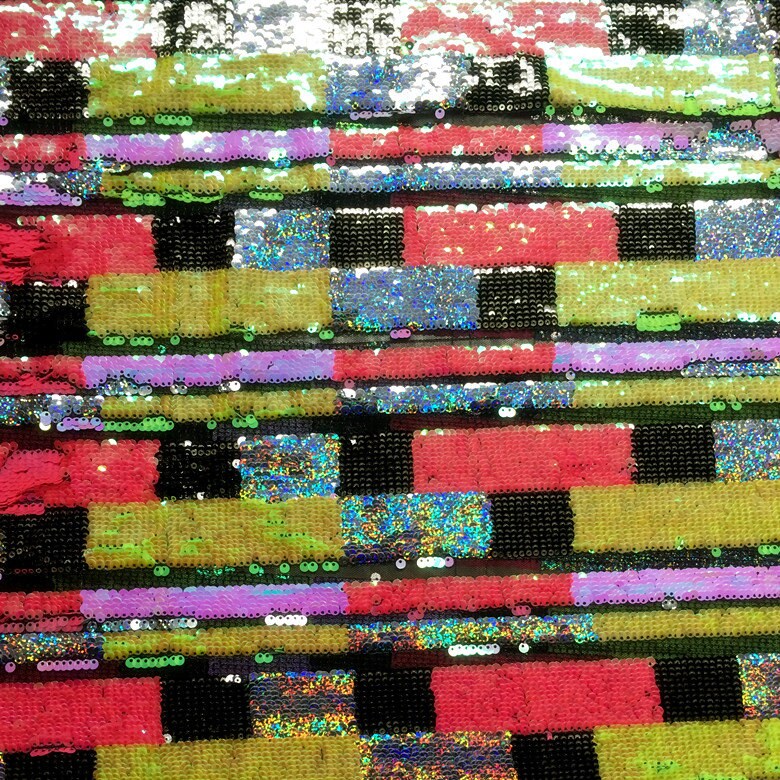 New1 Yard Multicolor Sequin Fabricgeometric Sequin Dress Etsy