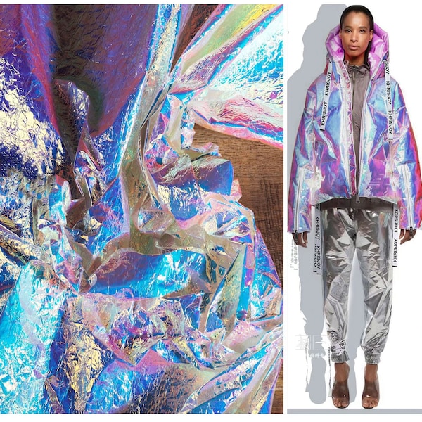 Iridescent Unicorn Flods TPU,Rainbow Waterproof TPU,Jackets,Casual Wear,Theater,HandBag,Raincoat Fabric,Background Fabric