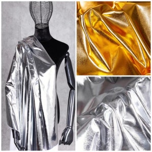 Mirror Spandex Fabric,Gold Silver Reflective Fabric,Foil Print  Knit Fabric,Sparkle Stretch Fabric,Prom Dress,Background Backdrop