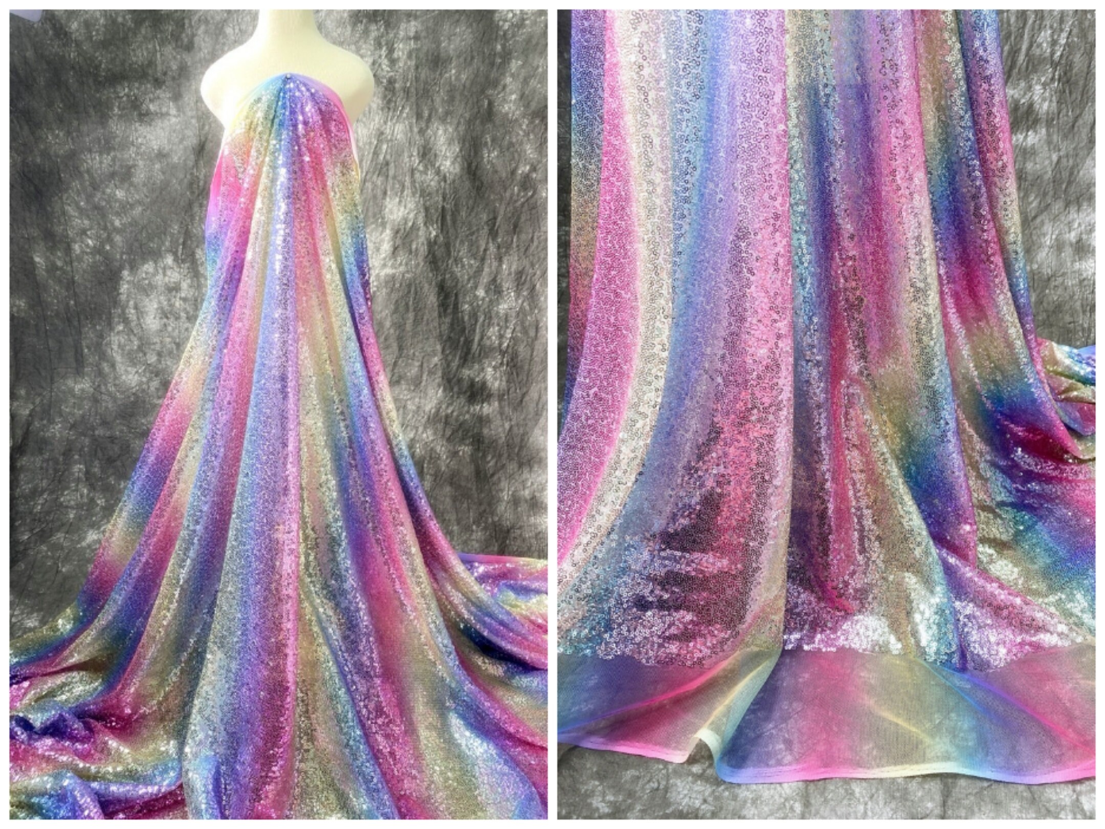 1yard Rainbow Sequin Fabriccolorful Sequins Dress Etsy