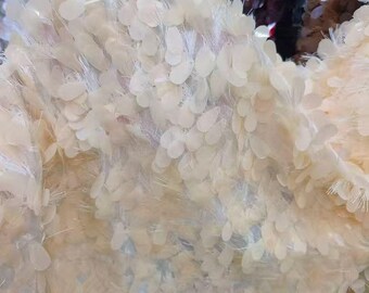 Crystal Nude Tear Drop Tassel Sequin Fabric,Sparkle Wine Red Mermaid Sequins Embroidery in Fringe Lace For Prom Party Bridal Dress Gown