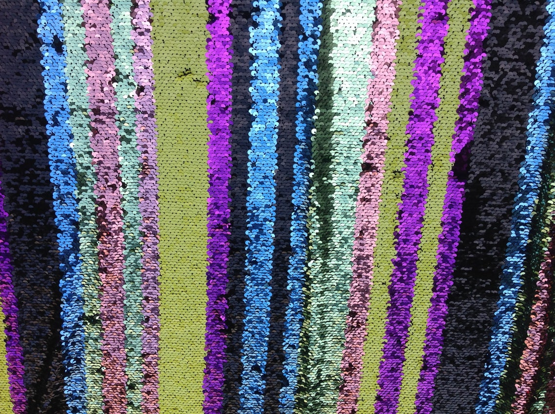 New1 Yard Multicolor Sequin FabricStripe Sequin Dress Etsy