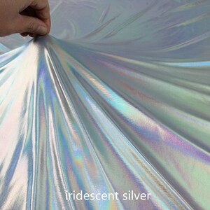 1 Yard Iridescent Silver Mermaid Fabric,Holographic Dragon Scale Spandex Fabric,Fish Scale 2 Way Stretch Fabric,Foil Print Fabric,11 Colors