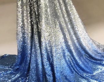 1 Yard Gradient Sequin Fabric,Blue Shiny Fabric,Sequin Dress Fabric,Wedding Dress Fabric,Sky Blue Sequin,Fashion Dress,Houte Couture Fabric,