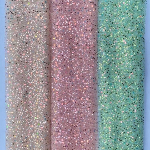1Yard Iridescent Sequin Fabric,Holographic Background,Pink Sparkle Sequin Runner,Sequin Girl Dress,Prom Dress,DIY Supply,17Colors Wholesale