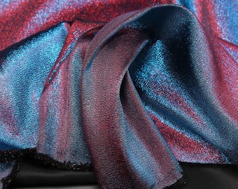 1Yard Iridescent Red Blue Fabric,2Tone Fabric,Sparkle Stiff Holographic Fabric,Prom Dress,Stiff Jacquard Fabric Suit Jacket Cosplay Fabric