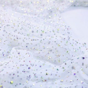 White Rhinestone Mesh Iridescent Rainbow Rhinestone Mesh Fabric,rhinestone Stick on Soft off ...