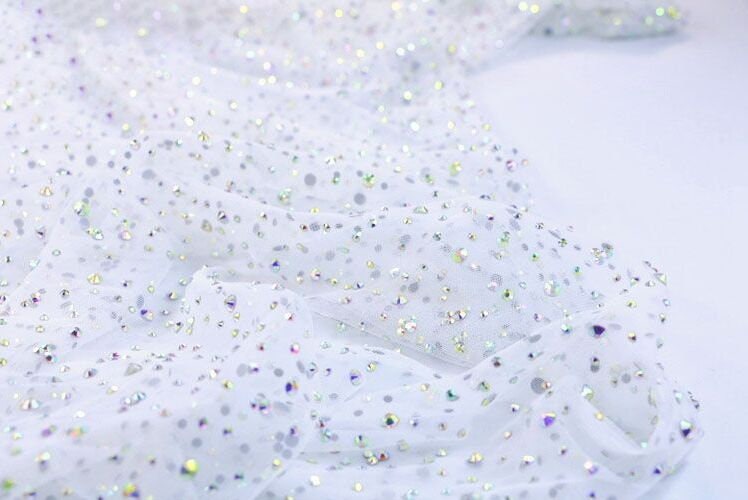 White Rhinestone Mesh Iridescent Rainbow Rhinestone Mesh Fabric,rhinestone Stick on Soft off ...