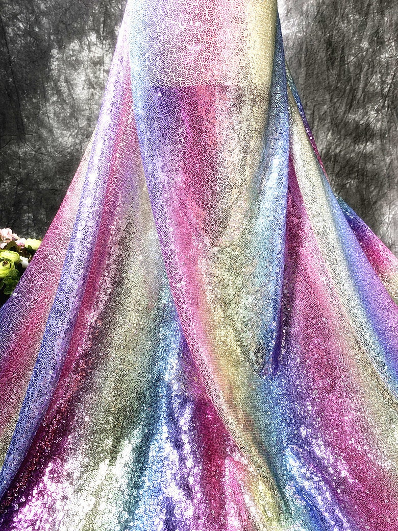1yard Rainbow Sequin Fabriccolorful Sequins Dress Etsy