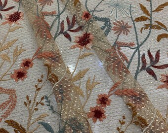 1 Yard Multicolor Lace Fabric,Spring Lace Dress,Floral Dress Lace Fabric, Wedding Dress Fabric, Embroidery Flower Lace,French Lace Fabric