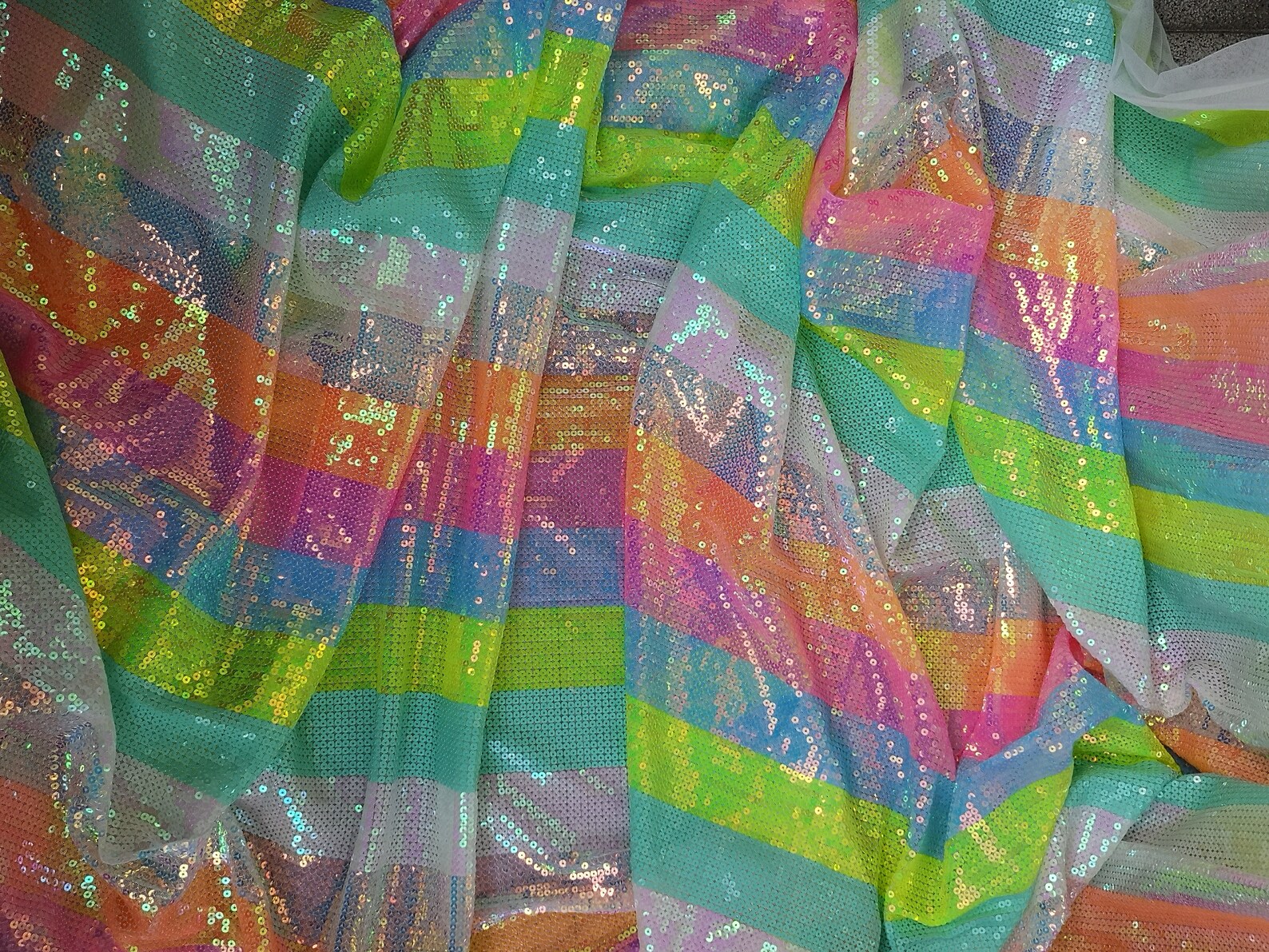 1 Yard Rainbow Strip Sequin Fabricmix 6 Colors Flower Etsy Australia