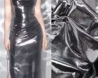 open lace back dress Shiny Metallic Mirror Party Dress – Venga Store main image 0