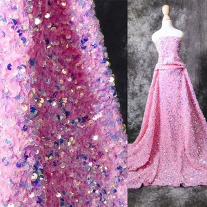 Multi Color Iridescent Sequin Fabric - Holographic - 4 Way Stretch Lace Sequin By Yard