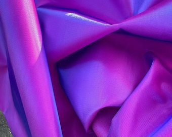 Iridescent Hot Pink Blue Satin Fabric,2Tone Gradient Color Stiff Yarn Polyester Fabric,Stage Costume Prom Party Cosplay Dress,DIY Supplies