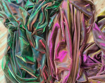 1Yard Two Tone Green&Red Mesh Fabric,2Way Stretch Soft Smooth Fabric,Halloween Fabric,Holographic Fabric,Change color Fabric