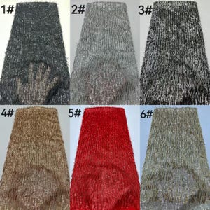 4Way Stretch Fransen Silber Pailletten Stoff, weiche Stickerei 3 MM Mini Runde & Roll Film Pailletten Spitze, 3D Pailletten Stoff für Abschlussball Party Brautkleid 6#Gold