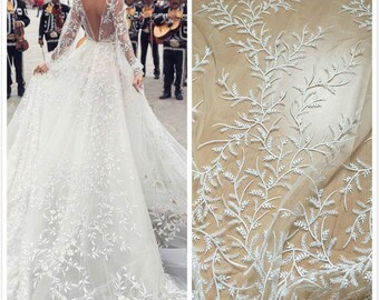 1 Yard High Quality Off-White Lace Fabric,Bridal Dress,Embroidery French Lace Fabric,Wedding Dress Lace,Wholesale Vintage Lace Fabric