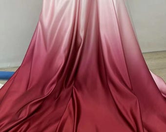 Wine Red Ombre Satin Fabric,Stiff and Smooth Gradient Prom Party Evening Wedding Dress Fabric,DIY Sewing Supplies,Curtain Home Decor