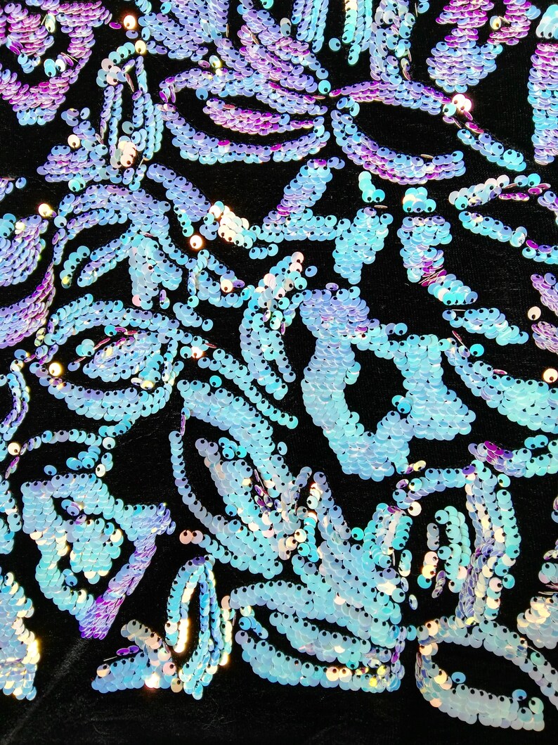 New 2Way Stretch Iridescent Velvet Sequin Fabric iridescent Etsy