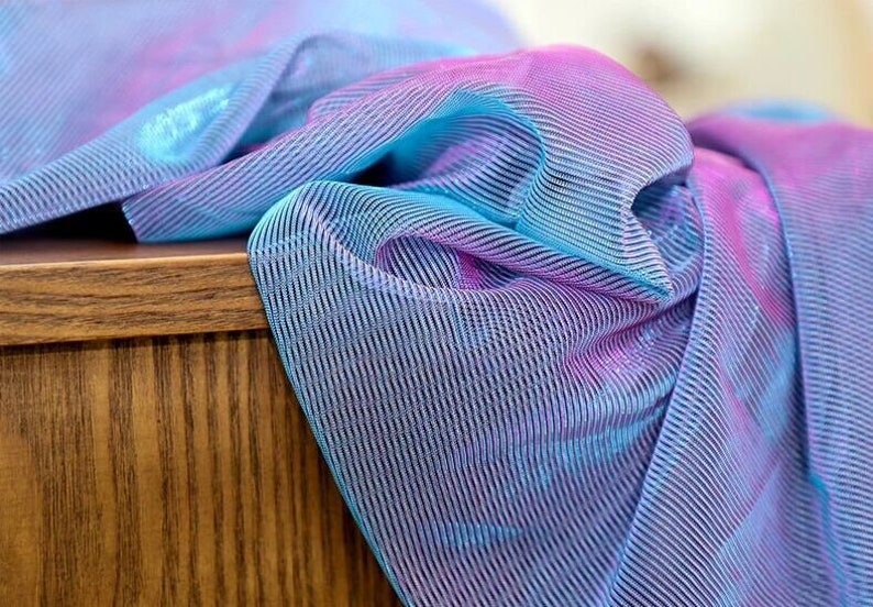 1Yard Iridescent Mesh Fabric,2Way Stretch Soft Smooth Mesh Fabric,Gradient Color Fabric,Background Fabric,Prom Dress,Wedding Dress,16Colors image 8