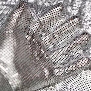 1PC Silver Aluminum Metallic Fabric,Metal Chainmail Fabric ,Unique Fabric,Prom Party Dress,Cosplay,Party Were Metal Mesh Sheet