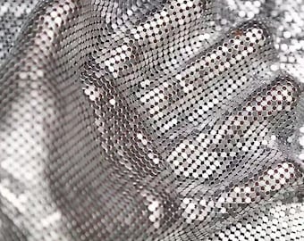 1PC Silver Aluminum Metallic Fabric,Metal Chainmail Fabric ,Unique Fabric,Prom Party Dress,Cosplay,Party Were Metal Mesh Sheet