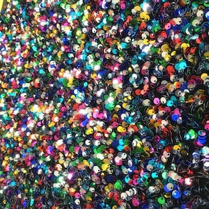 New Gorgeous!! 1 Yard Magaic Iridescent Sequin Velvet Fabric,3D Sequins on Stretch Fabric,Prom Dress Fabric,Houte Couture Sequin
