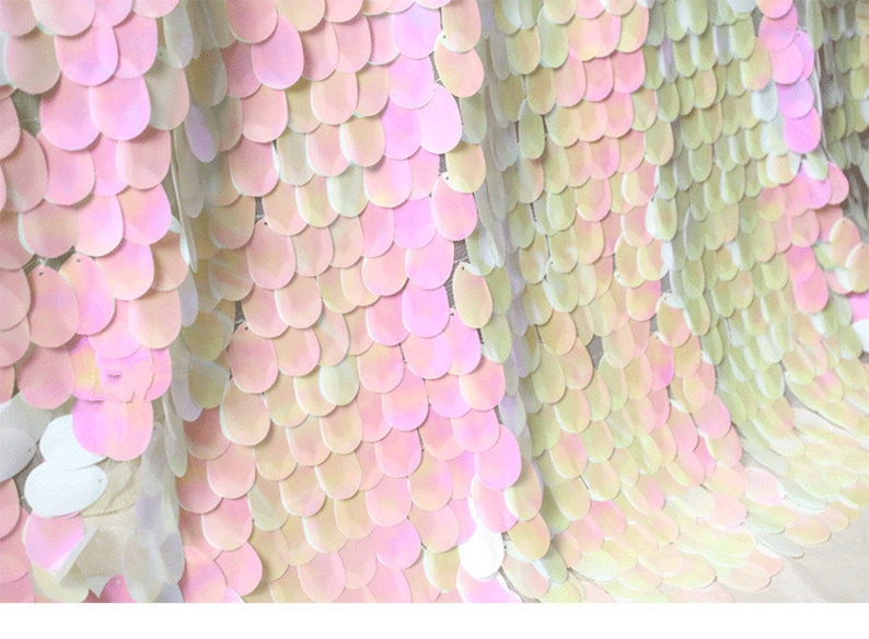 New!!1Yard Blush Pink Jumbo Sequin Fabric,Dangling Drop Sequin Tear Drop sequin Fabric,Baby Pink Mermaid Sequin Fabric,On Pink Mesh Fabric