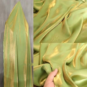 1 Yard Avocado Green Iridescent Cotton Silk Fabric,Soft and Smooth Well Drap Fabric,Wholesale Dress T-Shirt Fabric,60 Inches Wide