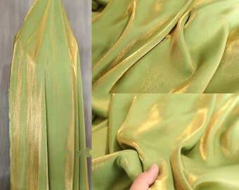 1 Yard Avocado Green Iridescent Cotton Silk Fabric,Soft and Smooth Well Drap Fabric,Wholesale Dress T-Shirt Fabric,60 Inches Wide