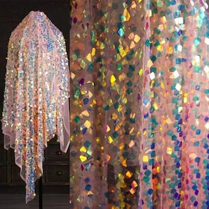 Iridescent Square Sequin Fabric,Sequin Background,Sequin Dress,Sequin Curtain,Shiny Sparkle SequinFabric,Wedding Party Decor