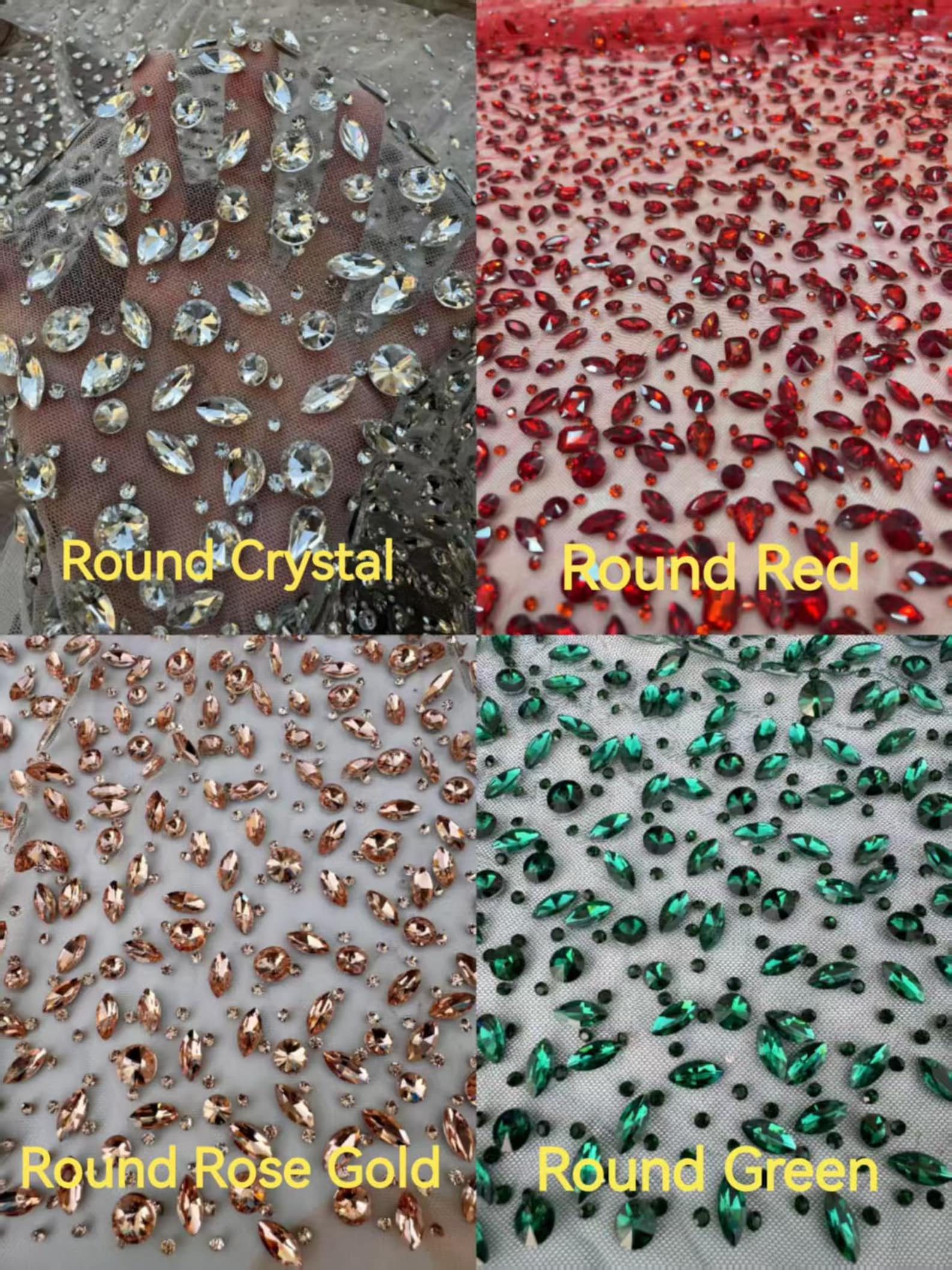 Rose Gold Rhinestone Fabric,3d Mix Shape Glass Stones Stick on Mesh ...