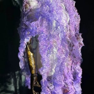 Iridescent Purple Organza Fabric,Crinkle Organza Fabric,Purple Tulle Lace Fabric,3D Flower Lace,Wedding,Gowns,Crafts,Events Decor Supplies