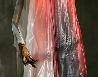 1 Yard Gradient Organza Fabric,Red Black Gradual Change Tulle Fabric,Soft Smooth Gauze Fabric,Transition Lace Dress,Gradient Gauze Fabric