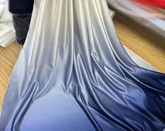 Navy Blue Ombre Satin Fabric,Stiff and Smooth Gradient Wine Red Prom Party Wedding Dress Fabric,2Tone Polyester Chang Color Fabric