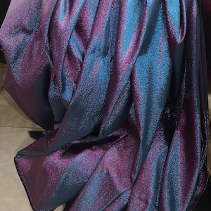 1Yard Iridescent Jacquard Fabric,2Tone Color  Fabric,Polyester Metallic thread Yarn Fabric,Stage Custome,Holographic Fabric,Prom Dress