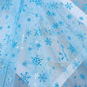 1 Yard Schneeflocke Mesh-Gewebe,Schneeflocke Druck auf Tüll,Elsa Kleiderstoff,Regenbogen Stoff,Stern Mesh,Vorhang Wohnkultur,Party Dekor,DIY Versorgung