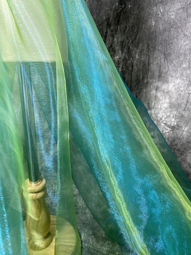 1 Yard Iridescent Holographic Gauze Fabricblue Green Magic Etsy