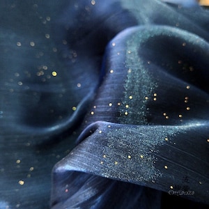 1 Yard Glitter Organza Fabric,Starr Fabric,Gold Silver Glitter Print on Texture Organza,Space Galaxy Organza,Bridal Prom Dress,Star Gauze