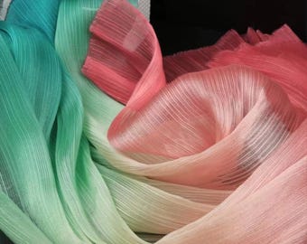 Tela de organza plisada de 1 yarda, tela de gasa con degradado brillante, tela con volantes ombré, tela de tul arcoíris, vestido de desfile de moda, cosplay,