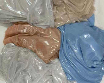 Nude Water Liquid Chiffon Fabric,Soft Graceful Well Drop Gauze,Silver Blue Bright Sparkle Summer Dress Fabric,Bridal Girl Dress Robe