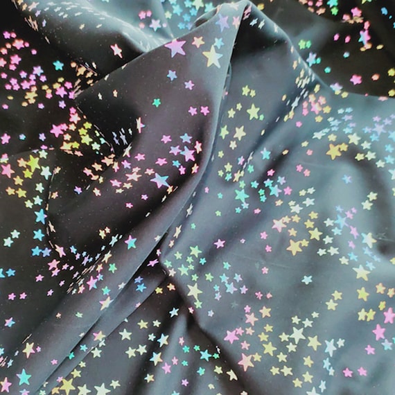 1 Yard 4way Stretch Reflective Fabric,star Iridescent Rainbow Fabric,soft  Nylon Knit Fabric,designer Fabric,holographic Spandex Fabric 