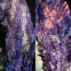Crinkle Blue Purple Organza Fabric,Iridescent Organza Fabric,Purple Tulle Fabric,3D Flower Lace,Wedding,Gowns,Crafts,Events Decor Supplies