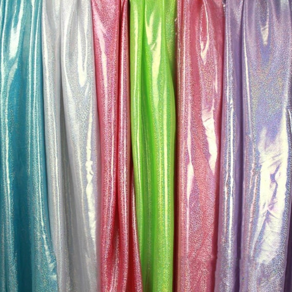 Fabric Sold By The Yard Pink Glossy Fabric Hologram Sparkly Iridescent  Stretch