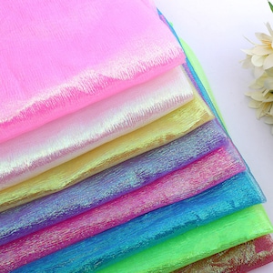 1 Yard Iridescent Folds Gauze Fabric,Pleated Ruched Iridescent Organza ,Dance,Cosplay,Backdrop Fabric,Party Decor,Crush Holographic Fabric