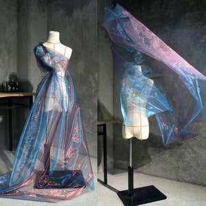 1 Yard Iridescent Holographic Gauze Fabric,Magic Organza Fabric.Wedding Dress,Background Fabric,Party Decor,DIY Supplies,Wholesale Fabric