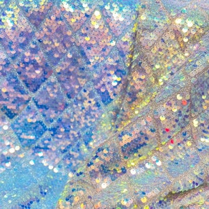 1Yard Iridescent Soft Sequin Fabric,Iridescent Sequins on Shiny Fabric,Geometry Sequin Dress ,Sequin Prom Dress,Party Dress,Evening Dress