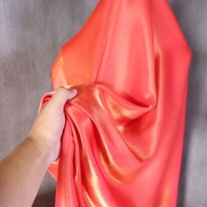 1 Yard Iridescent Red Cotton Silk Fabric,Soft and Smooth Well Drap Fabric,Shiny Dress Fabric,T-Shirt Fabric,Prom Dress Pants,60 Inches Wide