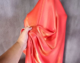 1 Yard Iridescent Red Cotton Silk Fabric,Soft and Smooth Well Drap Fabric,Shiny Dress Fabric,T-Shirt Fabric,Prom Dress Pants,60 Inches Wide